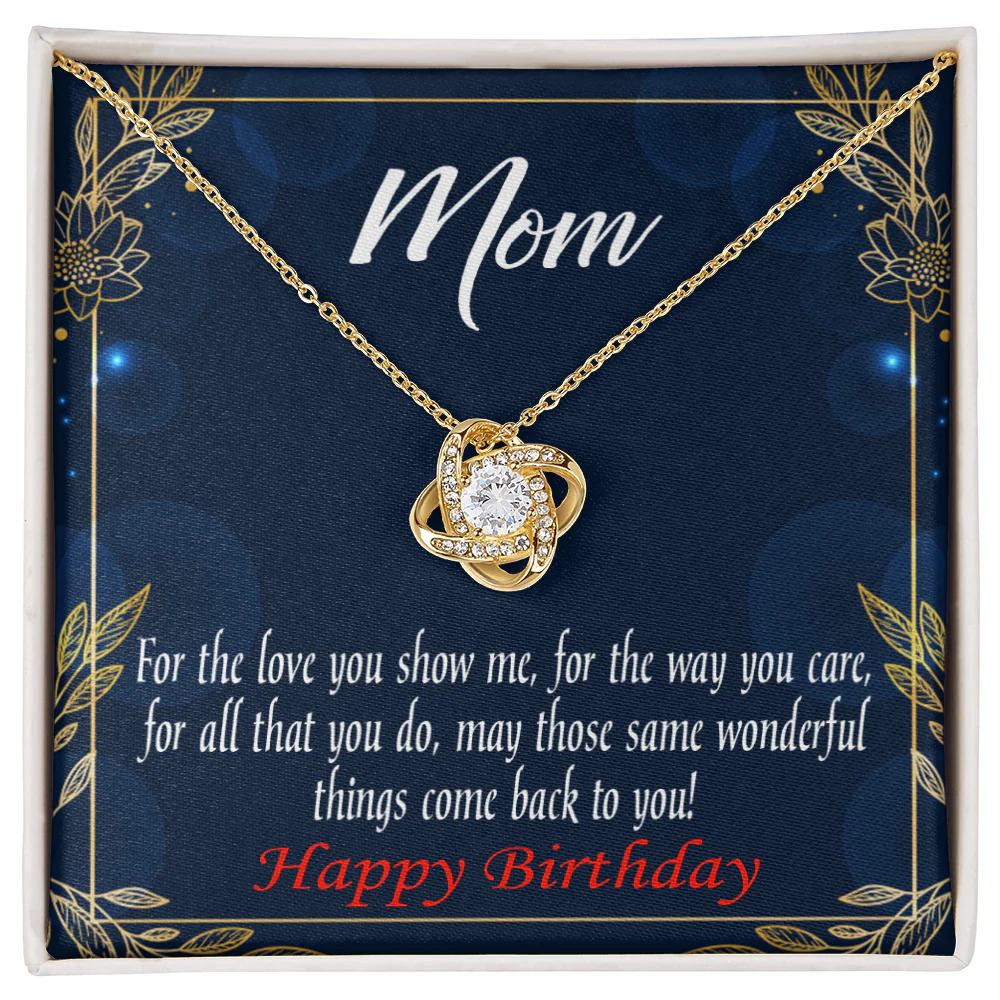Mom Birthday Wonderful Things Infinity Knot Cz Necklace Gold Tone Standard Box